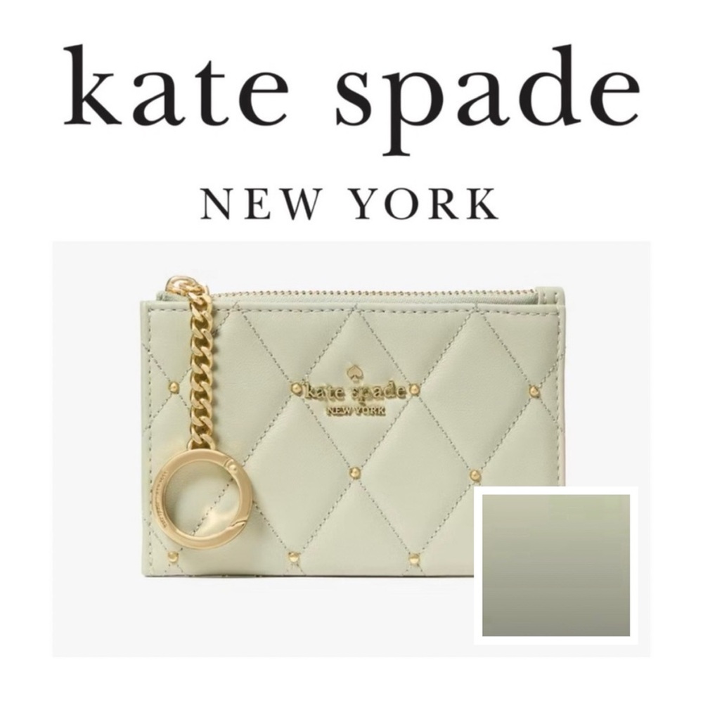 Kate Spade Carey Quilted Studded Small Card Holder, Mint
